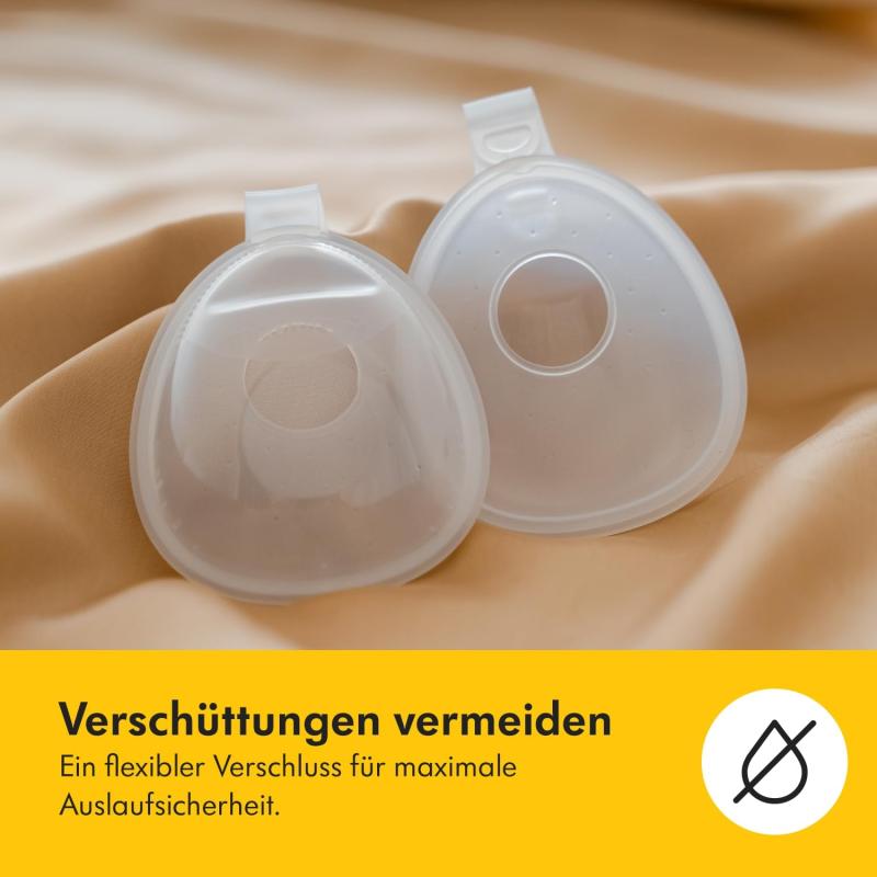 Medela InBra Milchauffangschalen, auslaufsicheres, tragbares Design mit flexiblem Verschluss, anatomischer Form, BPA-frei