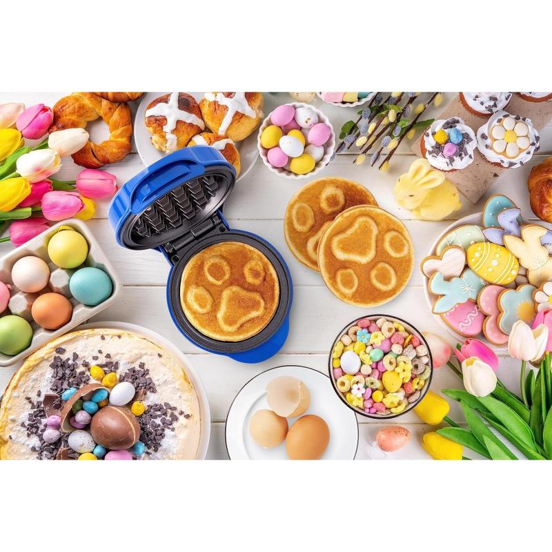 BESTRON Mini-Waffeleisen im einzigartigen Paw Patrol Design, inkl. Backampel, Waffelgröße: Ø 10cm, Farbe: BLAU