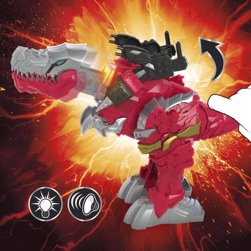 Power Rangers Battle Attackers Dino Fury T-Rex Champion Zord elektronische Action-Figur für Kids ab 4 Jahren mit Lichtern und Geräuschen