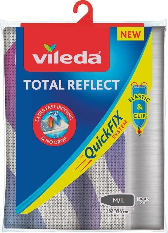 Vileda Total Reflect Plus Bügelbrettbezug für Dampfbügelstation, Bügelbretter von 120–130 x 38-45 cm, Grau