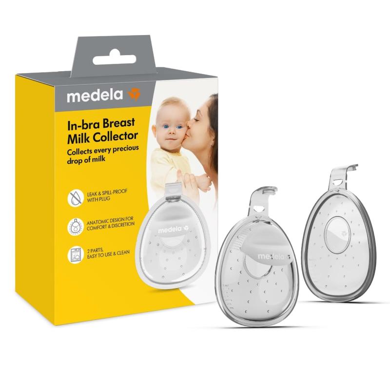 Medela InBra Milchauffangschalen, auslaufsicheres, tragbares Design mit flexiblem Verschluss, anatomischer Form, BPA-frei
