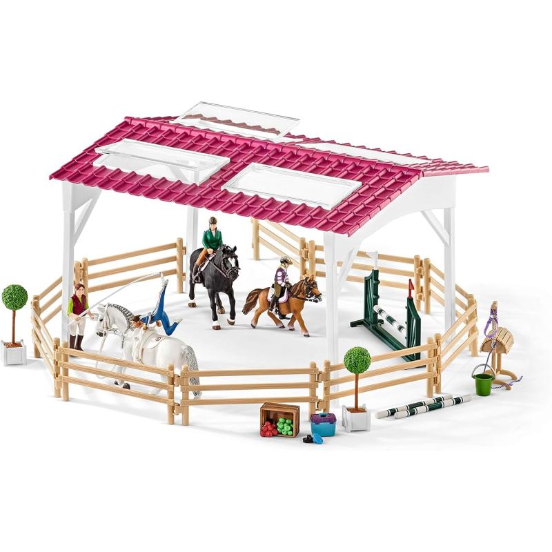 Schleich 42389 Reitschule mit Reiterinnen und Pferden, ab 5 Jahren, HORSE CLUB - Spielset, 40 Teile