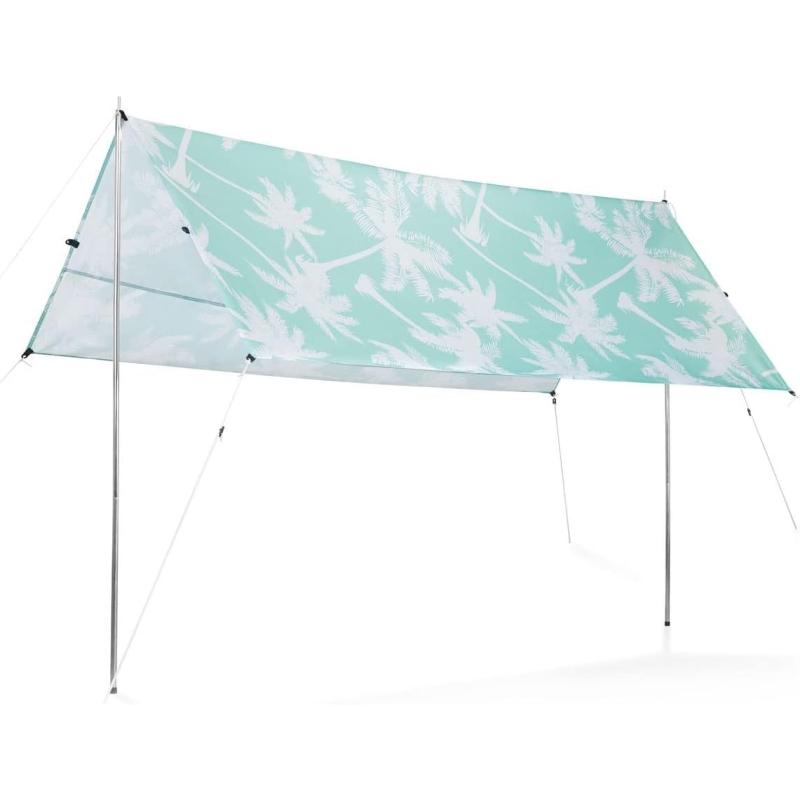 GARVIDA Sonnensegel rechteckig - 210cm x 175cm |mit praktischer Tragetasche | 3 Konfigurationsmöglichkeiten -[türkis/weiß]