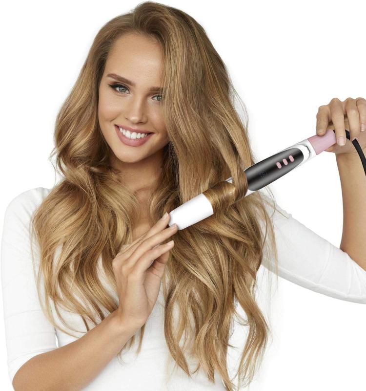 MAXXMEE Hairstyler Curl & Straight | 3in1 Hair Styler mit geschwungenen Stylingplatten |LED-Display [weiß/rosegold]