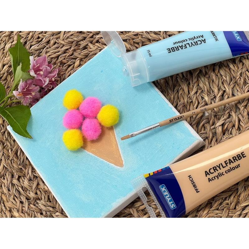 Stylex 28629 - Pastell Acrylfarben im Set, 6 Tuben á 75 ml
