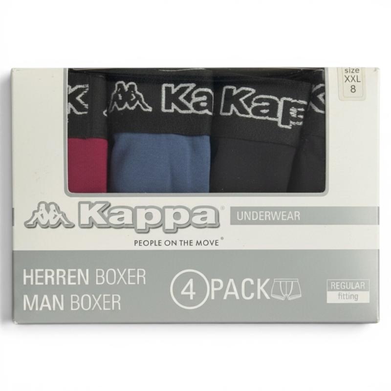 KAPPA 4er Pack Herren Boxershort (19-2030) Black-Navy-Dark RED / Diverse Größen