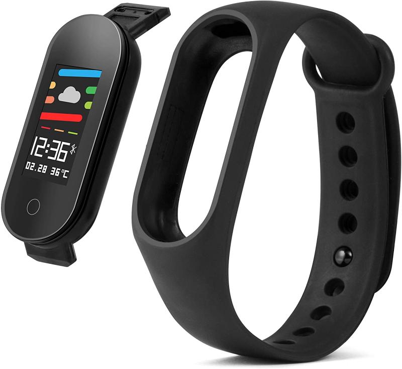 Technaxx Unisex – Erwachsene TX-HR6 Fitnesstacker mit Farbdisplay, schwarz, 44 x 18,9 x 12 mm AUSSTELLUNGSSTÜCK