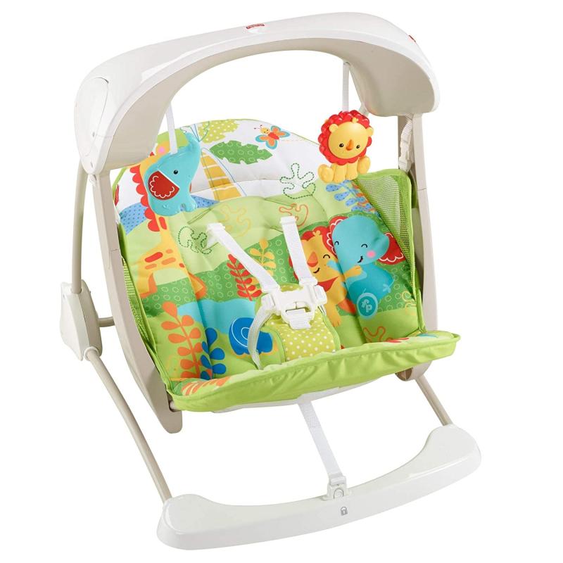 Mattel Fisher-Price CCN92 2 in 1 Babyschaukel im Regenwald Design