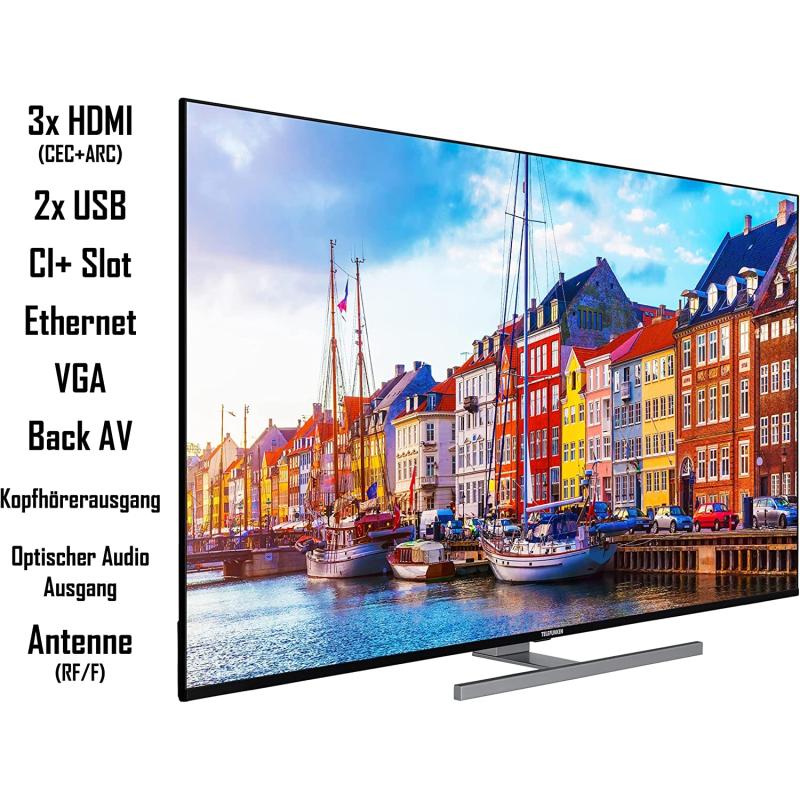 Telefunken D50U551N1CW 50 Zoll Fernseher (4K Ultra HD, HDR, Triple Tuner, Smart TV, Works with Alexa, HD+)