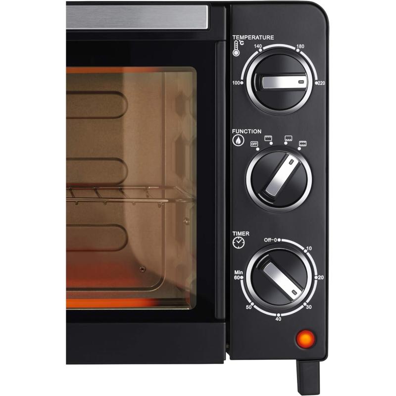 UNOLD 68875 OFEN Allround, 1.200 W, 18 L Volumen, 4 Edelstahl-Heizelemente, mit doppelverglaster Tür, 1200, Metall, 18 liters, Schwarz
