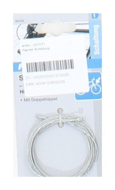 Fischer Schaltzug, Silber, fr Vorder- oder Hinterrad, mit Doppelnippel 