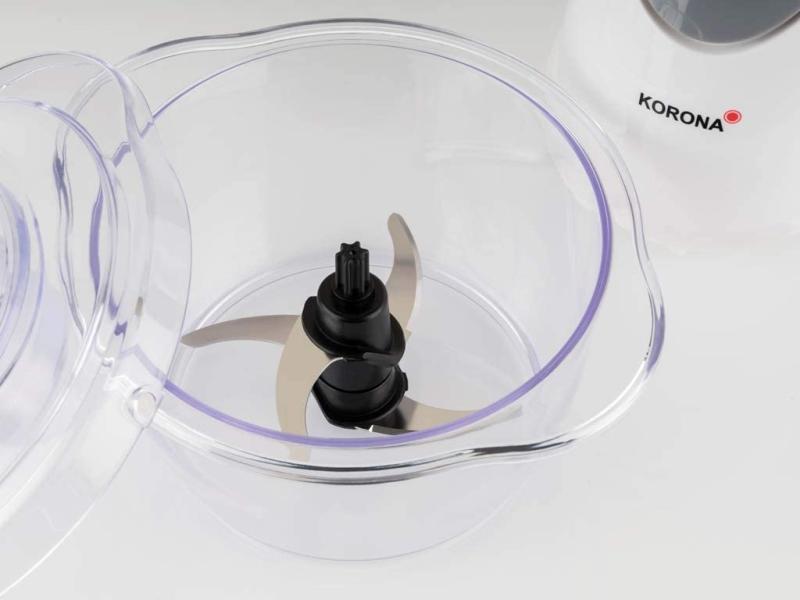 Korona 25001 Zerkleinerer mit Doppelmesser | Universal Zerkleinerer mit 4 Messern aus Edelstahl | 500 | Kunststoff | 1 Liter | weiß / grau