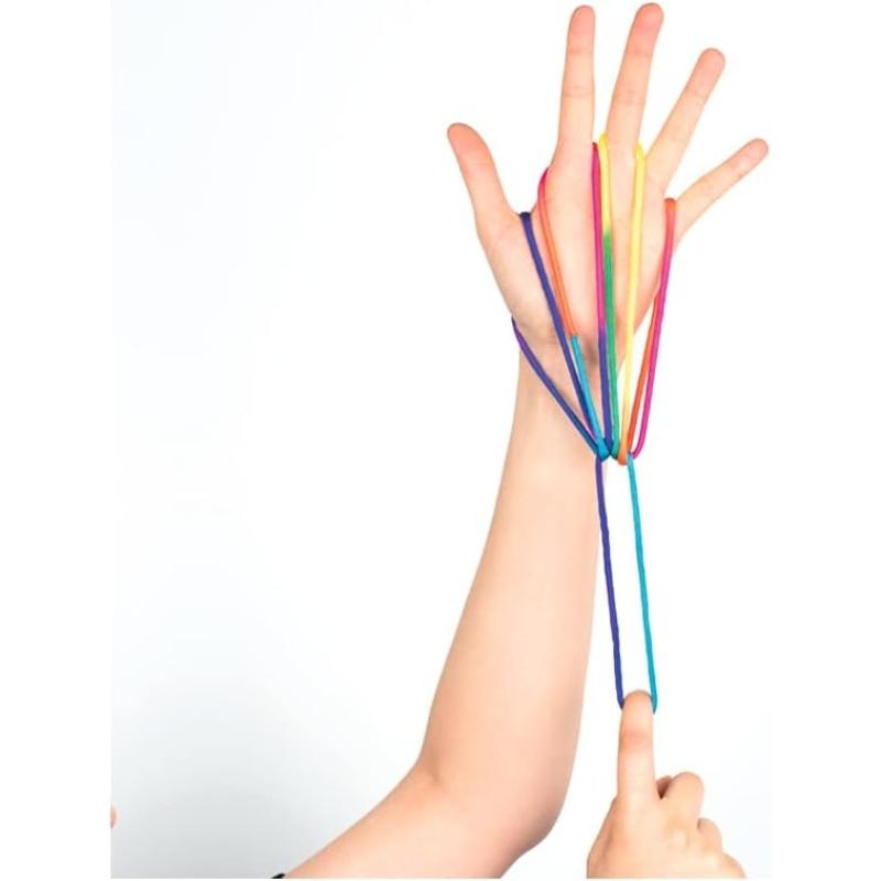 folia 33177 Finger Twist Fadenspiel, in trendiger Regenbogen Optik, ca. 160 cm lang
