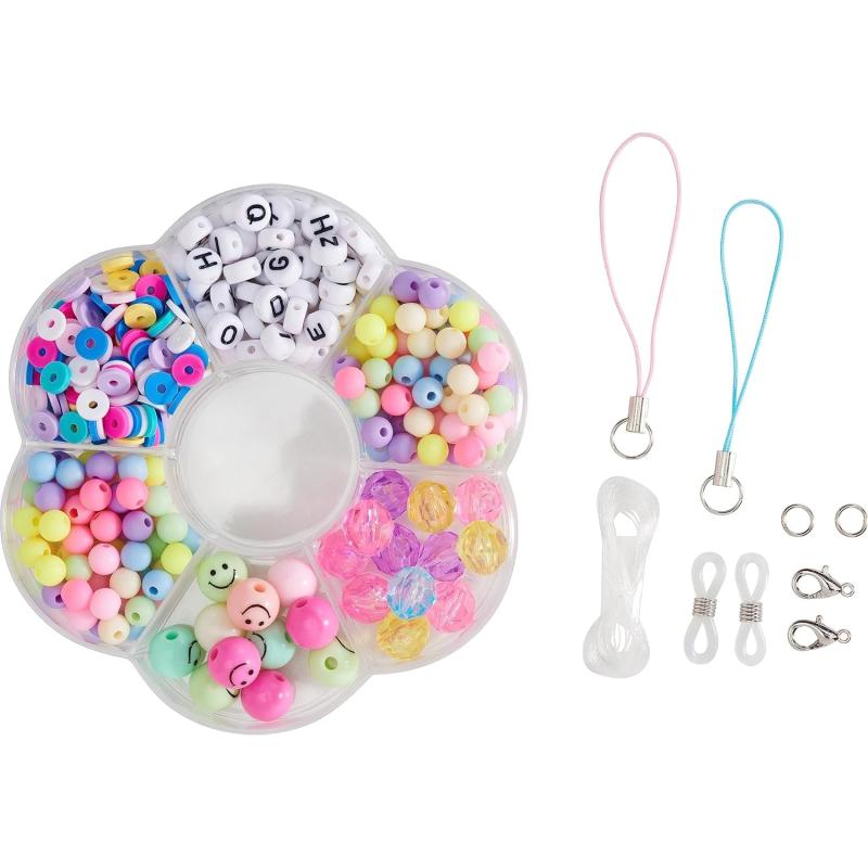 folia 32029 Phone Charms Set RAINBOW SMILE, Perlen Set mit Aufbewahrungsbox, 349-teilig