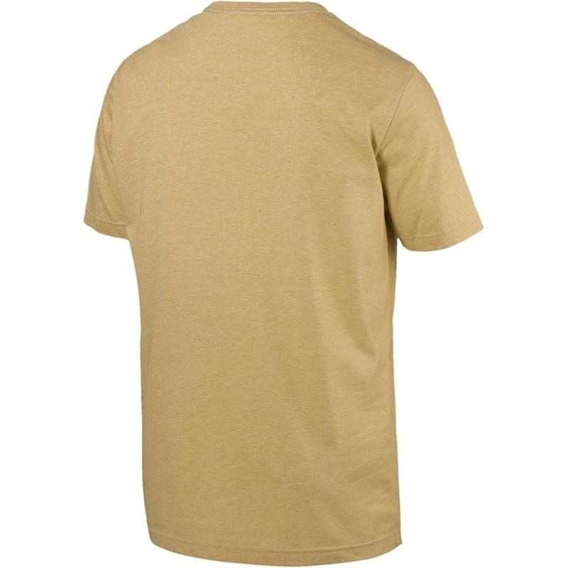 PUMA Herren T-Shirt Essentials Tee – Rundhals-Kragen Logo, Taos Taupe Senf Gelb - M