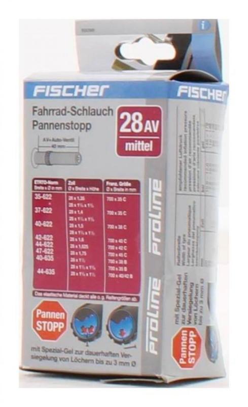 Fischer Erwachsene Pasi Mittel AV Fahrradschlauch, Schwarz, 28 Zoll  