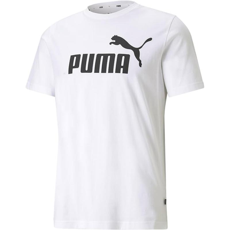 PUMA Herren T-Shirt Essentials Tee – Rundhals-Kragen Logo WEISS - L