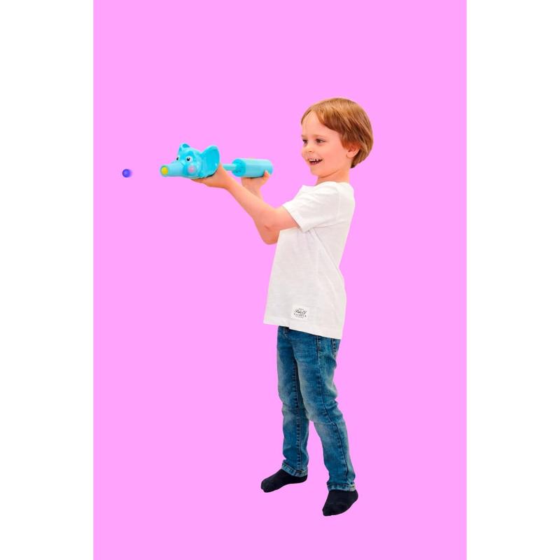 Simba Poppimals Elefant Ballkanone (35 cm) mit 20 bunten Bällen, mit Pumpmechanismus und Silikonrüssel