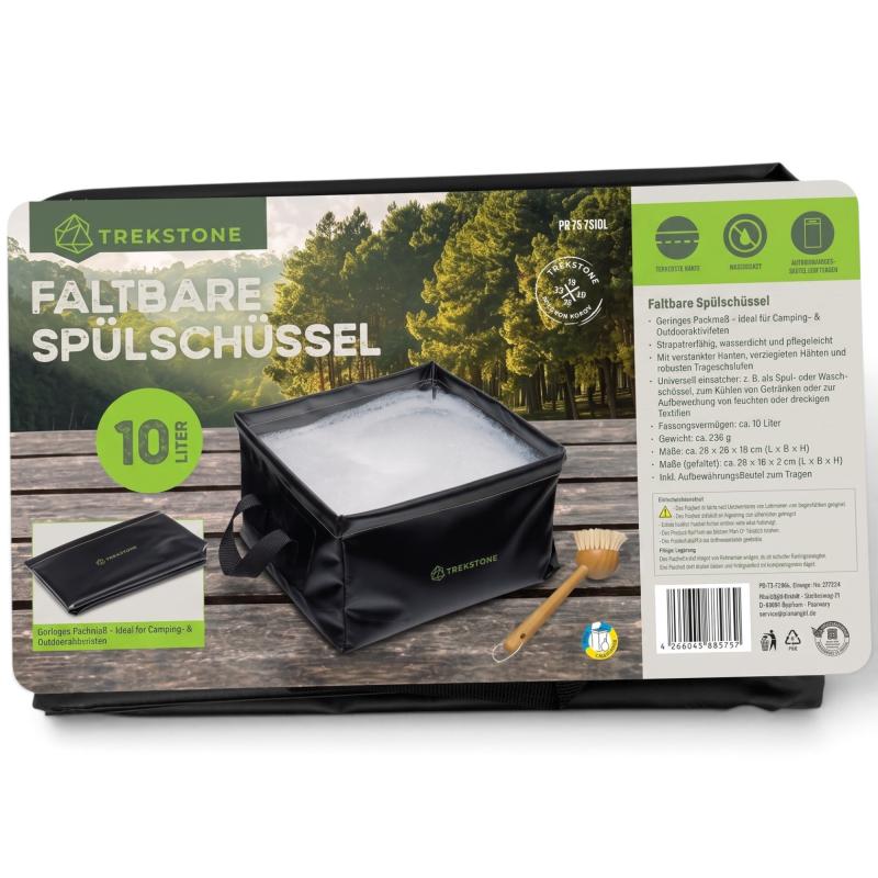 Trekstone FALTBARE-SPÜLSCHÜSSEL Schwarz 10 L - Maße: ca. 28 x 28 x 18 cm (L x B x H)