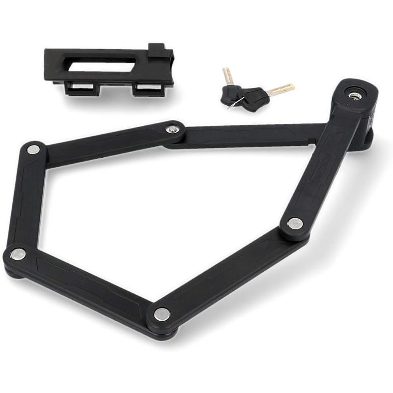 FISCHER 85852 Faltschloss inkl Halterung und 2 Sicherheitsschlüssel | schwarz 85 cm