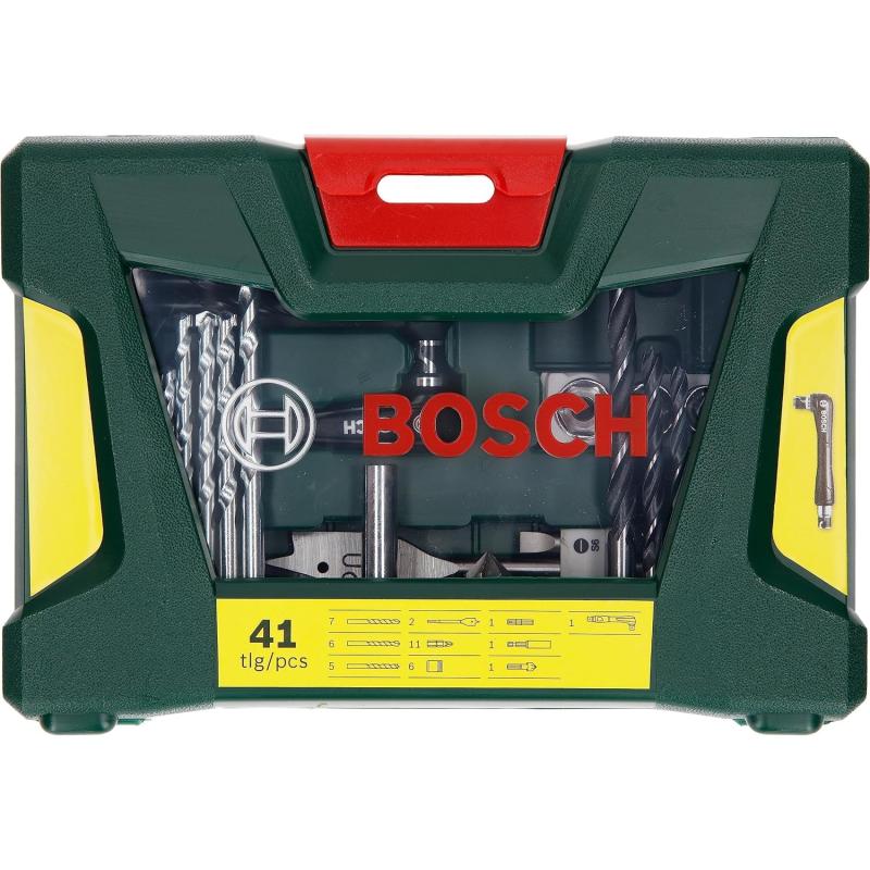 Bosch Accessories Bosch 41tlg. V-Line Bohrer und Bit Set (für Holz, Stein und Metall, mit Bit-Handschraubendreher ohne Ratschenfunktion, Zubehör Bohr- und Schraubwerkzeuge)