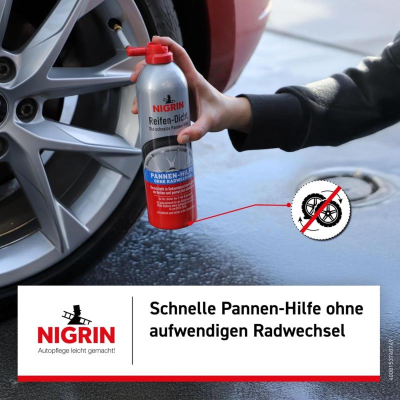 NIGRIN Reifendicht 500ml - Die schnelle Pannen-Hilfe (1er Pack)