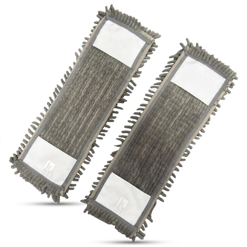 HOME IDEAS 2er Pack CHENILLE WISCHBEZUG für alle Böden - Grau UNIVERSAL 44 x 14 cm