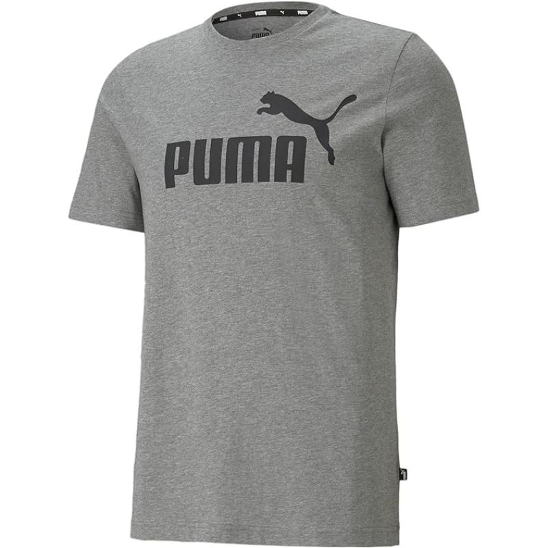 PUMA Herren T-Shirt Essentials Tee – Rundhals-Kragen Logo Heather GRAU - XL