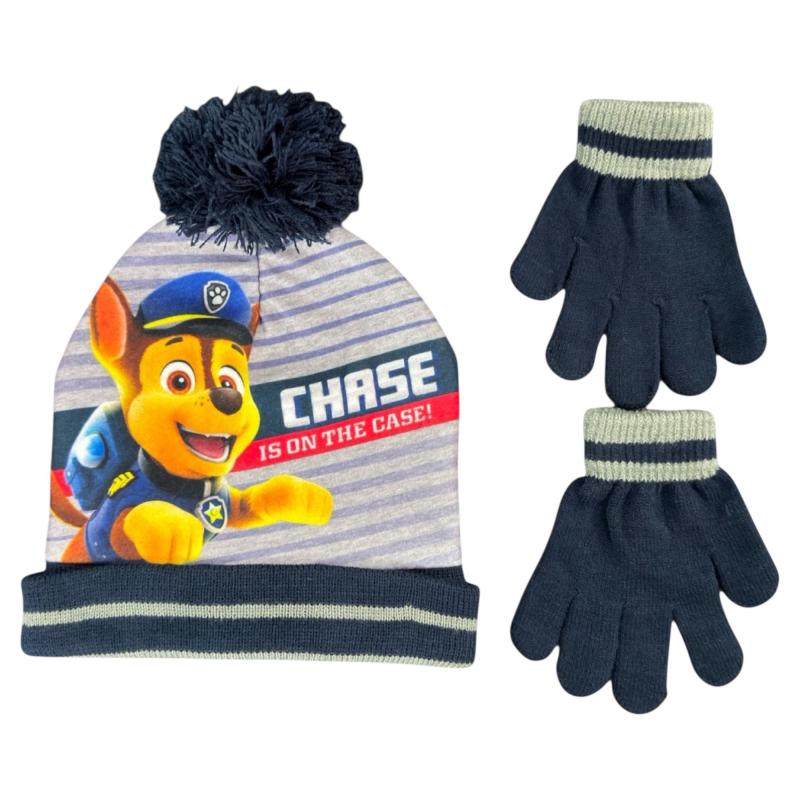 PAW PATROL 46850 - Kinder Winter Set Gr. 51/54 cm Bommel-Mütze und Handschuhe