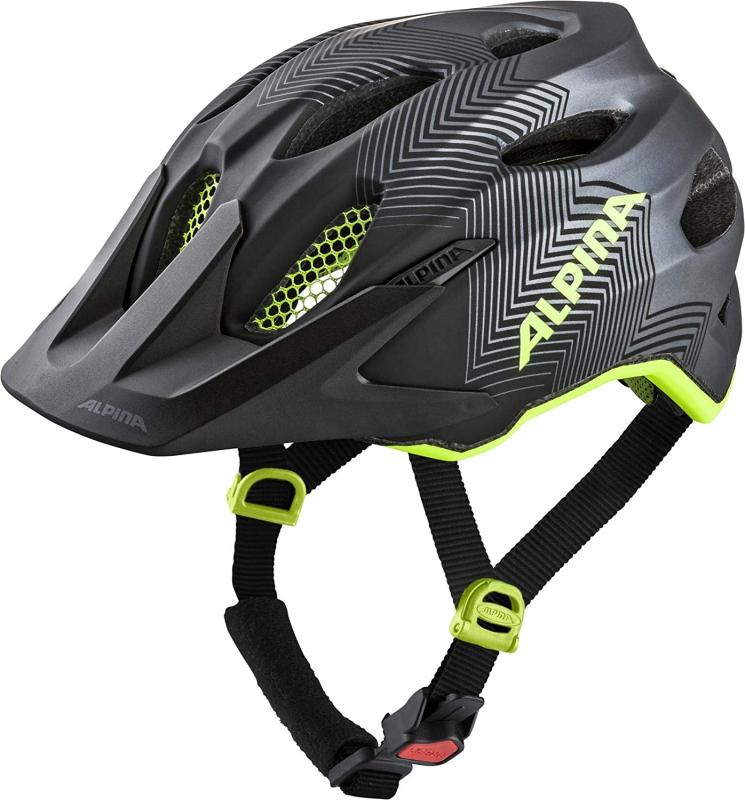 ALPINA Unisex - Kinder, CARAPAX JR. Fahrradhelm, black-neon-yellow, 51-56 cm
