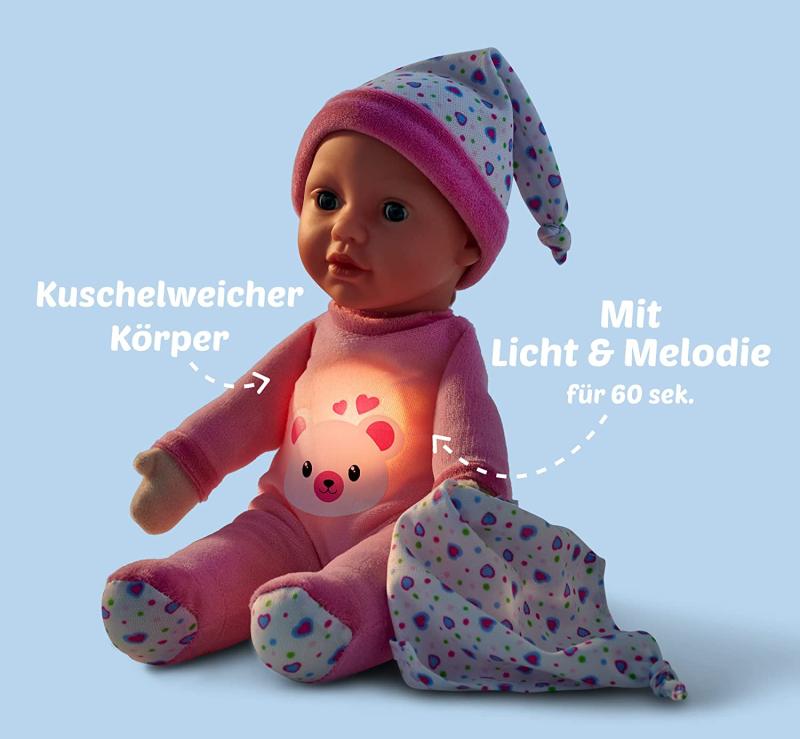 Simba - Laura Nachtlicht, Weichkörperpuppe mit Licht und Melodie, 30 cm
