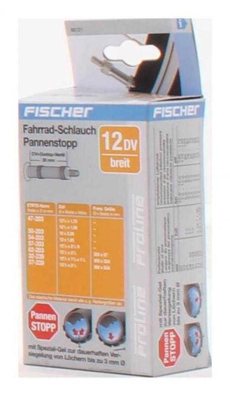 Fischer Pasi 12" Breit DV Fahrradschlauch, Schwarz, One Size 