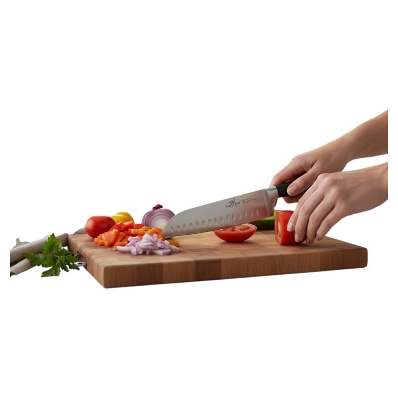 SABATIER Couteau - Santokumesser Klassisch -  Klingenlänge: 17,7 cm  Edelstahl/schwarz