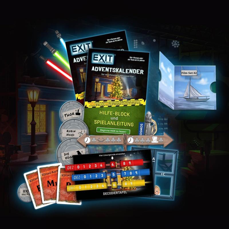 KOSMOS 683702 EXIT - Das Spiel - Adventskalender: Der verschwundene Hollywood-Star, mit 24 spannenden Rätseln