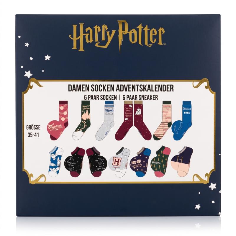 HARRY POTTER - DAMEN Adventskalender 12 Paar Socken 35-41 ( 6 Paar Socken & 6 Paar Sneaker ) PROPERTY