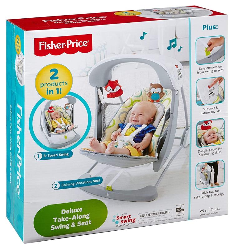 Mattel Fisher-Price CCN92 2 in 1 Babyschaukel im Regenwald Design