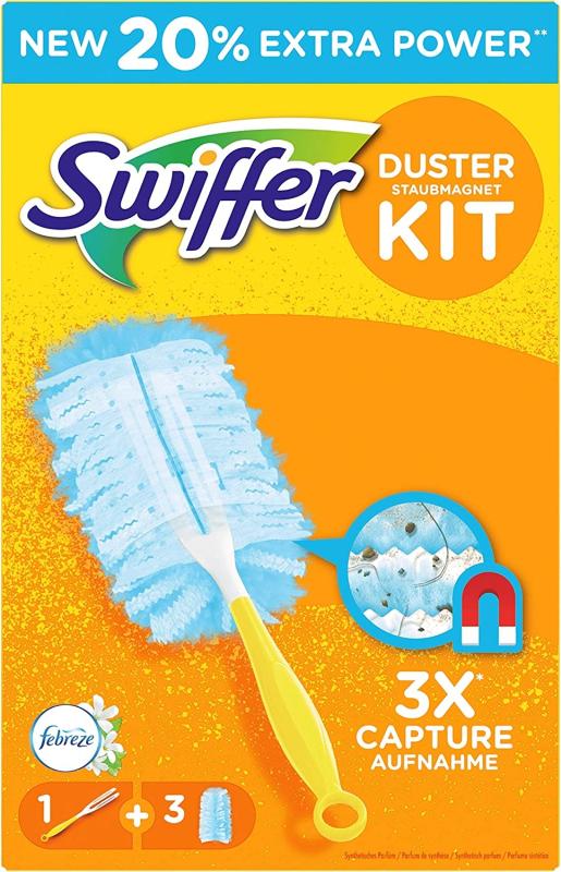 Swiffer DUSTER Staubmagnet mit Febreze Frische, Staubwedel + 3 Tücher