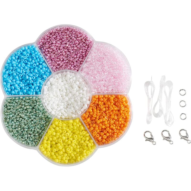 folia 12907 - Rocailles Perlen Set, BUNT, ideal, um eigenen Schmuck zu gestalten und herzustellen