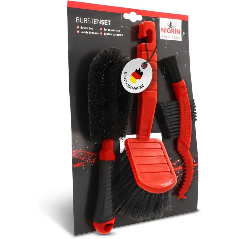 Nigrin Bürstenset Bike Care zur Fahrradpflege 3-teilig 