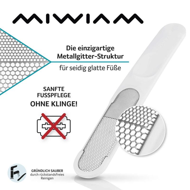 MIWIAM Hornhautentferner WEISS für Fußpflege ohne Verletzungsgefahr