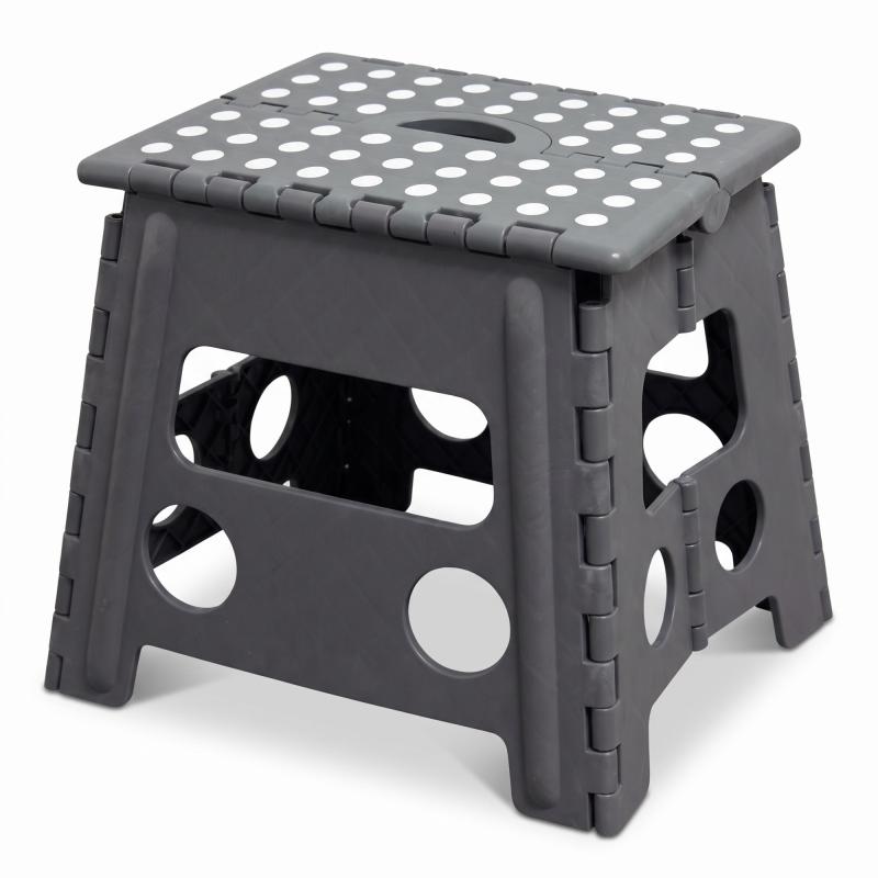 KESPER Stabiler Klapptritt Sitzhocker faltbar, grau, 36,5 x 30/32,5 cm