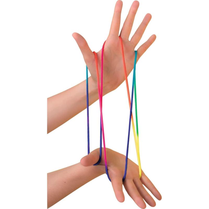 folia 33177 Finger Twist Fadenspiel, in trendiger Regenbogen Optik, ca. 160 cm lang