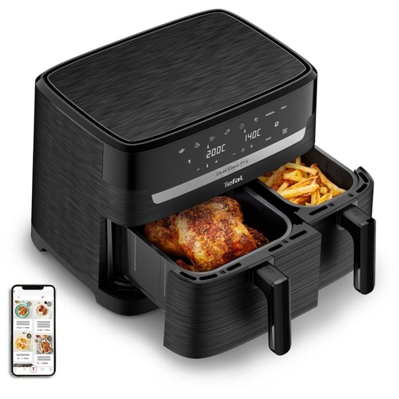 Tefal® EY901N10 Dual Easy Fry Doppel-Heißluftfritteuse 8,3 L Gesamtfüllmenge 