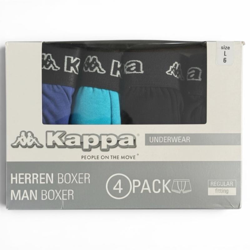 KAPPA 4er Pack Herren Boxershort (18-3949) Black-Blue-Turquoise Gr. L