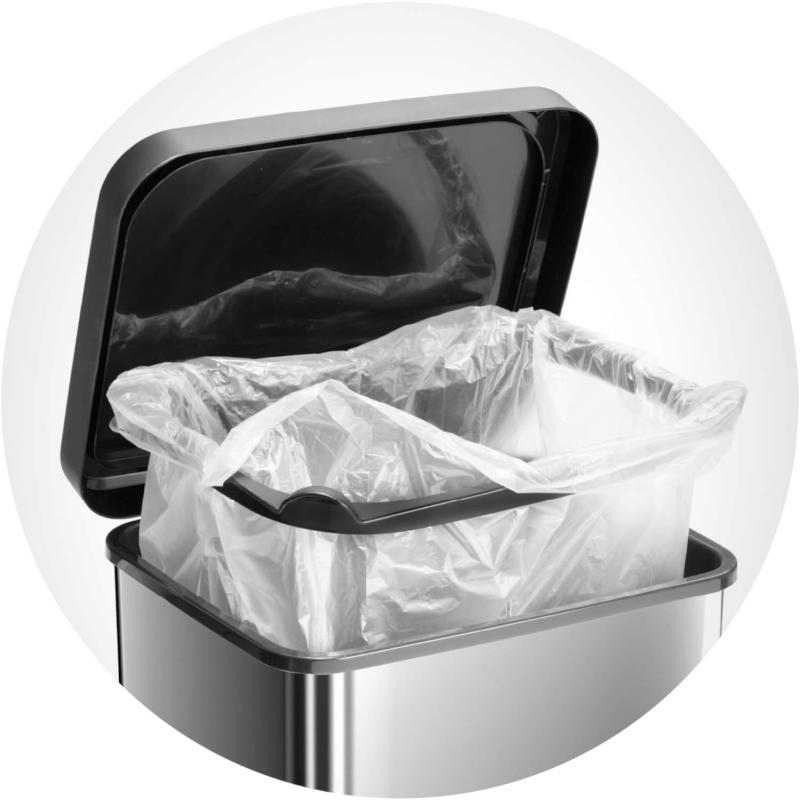 Rotho Paso Mülleimer 20l mit Deckel, Kunststoff (PP) BPA-frei, silber metallic, 20 Liter (29,3 x 26,6 x 45,7 cm)