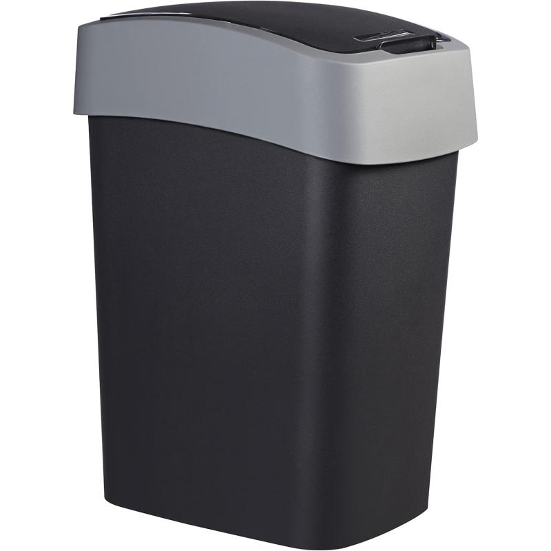 Curver Mehrzweck-Abfallbehälter Flip 25L in schwarz/grau, Plastik, 34 x 26 x 47 cm