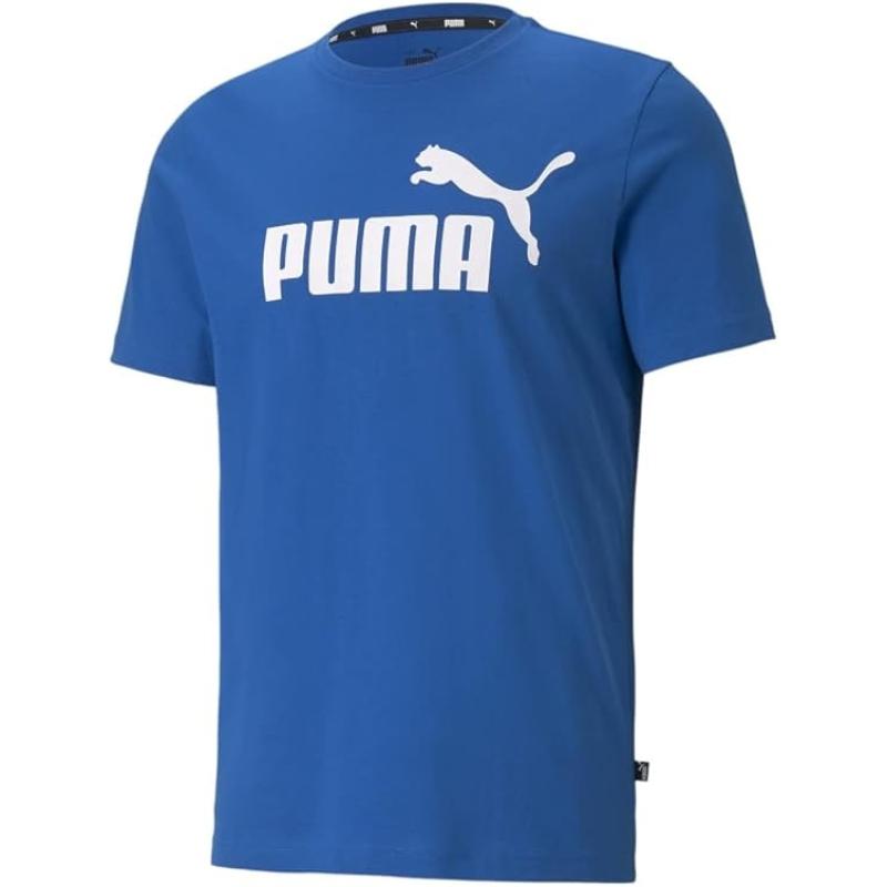 PUMA Herren T-Shirt Essentials Tee – Rundhals-Kragen Logo, Royal Blau - XXL
