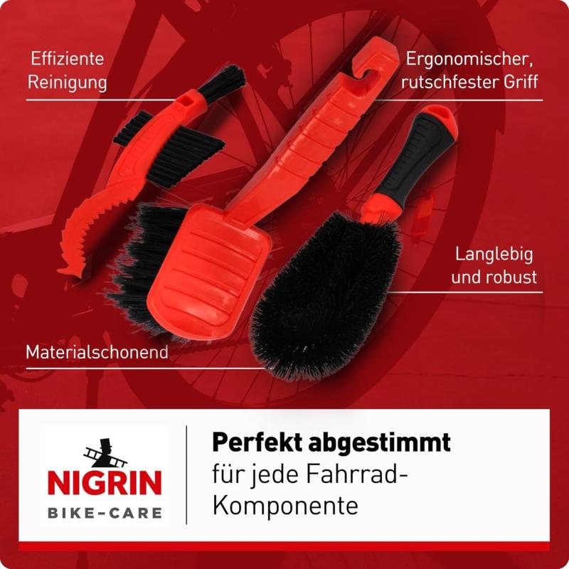 Nigrin Bürstenset Bike Care zur Fahrradpflege 3-teilig 