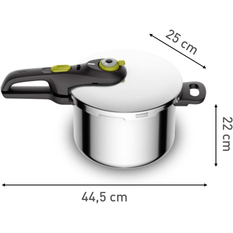 Tefal Secure 5 Schnellkochtopf P25307 | inklusive Dampfkorb mit Dreifuß | 6 L Fassungsvermögen | Hochwertiger Edelstahl | 5-Fach Sicherheitssystem | Geeignet für alle Herdarten