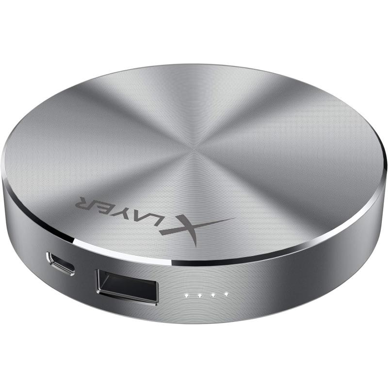 XLayer Powerbank PLUS Fashion 6.000mAh, Externer Akku für Smartphone und Tablet - Farbe GRAU